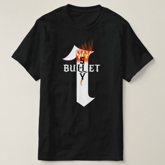 Rock Heavy Metal Musiker One Bullet Shy Flames T-Shirt (Design vorne)