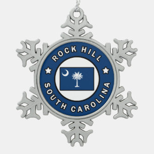 Rock Hill South Carolina Schneeflocken Zinn-Ornament