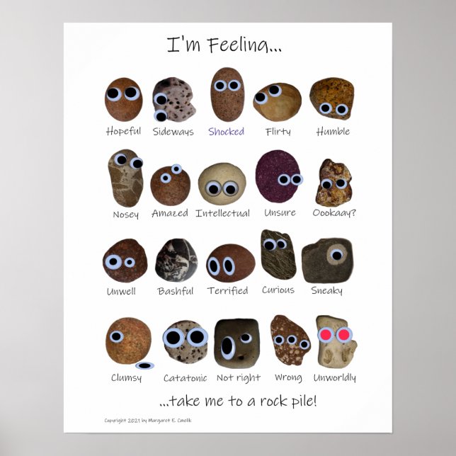 Rock Hound Emotionen, Rocks mit Google Augen Poster (Vorne)