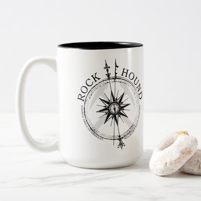 Rock Hound: Zertifizierter Rock Collector Zweifarbige Tasse (Mit Donut)
