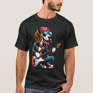 Rock-Hund spielt Gitarre, lustiger Gitarre-Beagle- T-Shirt