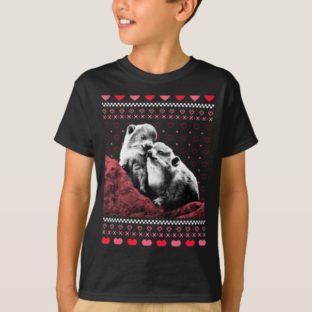 Rock Hyrax Valentine's Day Ugly Sweater Style  T-Shirt (Vorderseite)