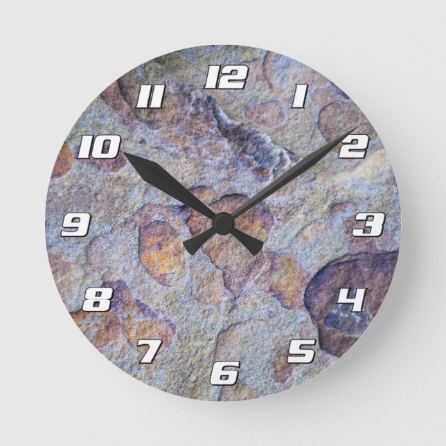 Rock Iron Ore Stone mit Zahlen Runde Wanduhr (Vorderseite)