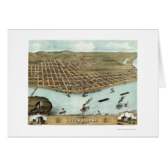Rock Island, IL Panorama-Karte - 1869