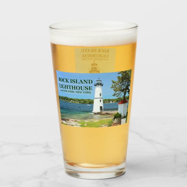 Rock Island Lighthouse, New York Pint Glass Glas (Rückseite (gefüllt))
