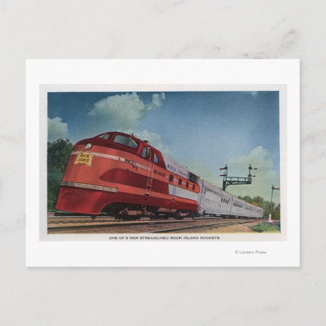 Rock Island RocketStreamated Train Postkarte (Vorderseite)