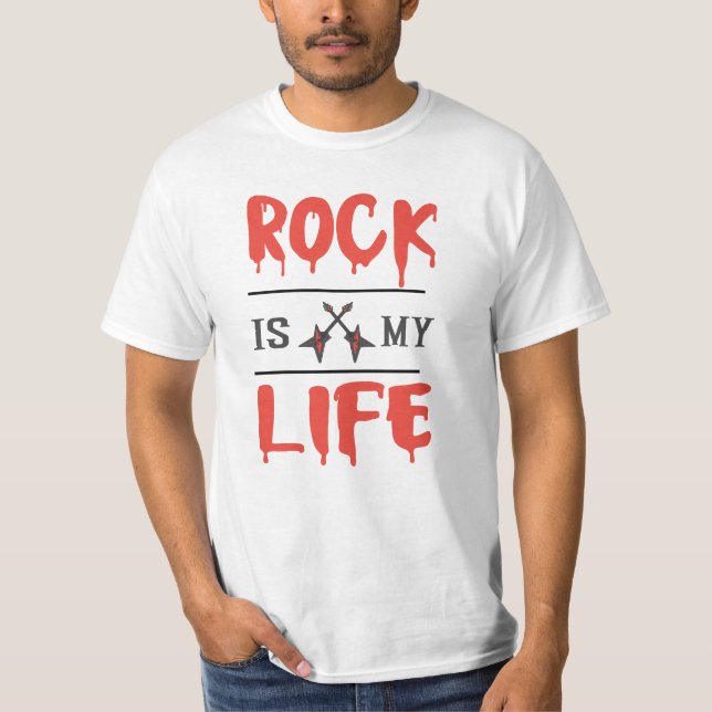 Rock ist mein Leben: klassischer T - Shirt (Vorderseite)