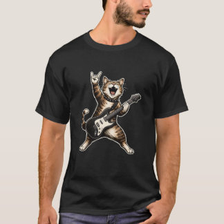 Rock-Katze Gitarre, Lustige Rocker-Katze Musiklieb T-Shirt