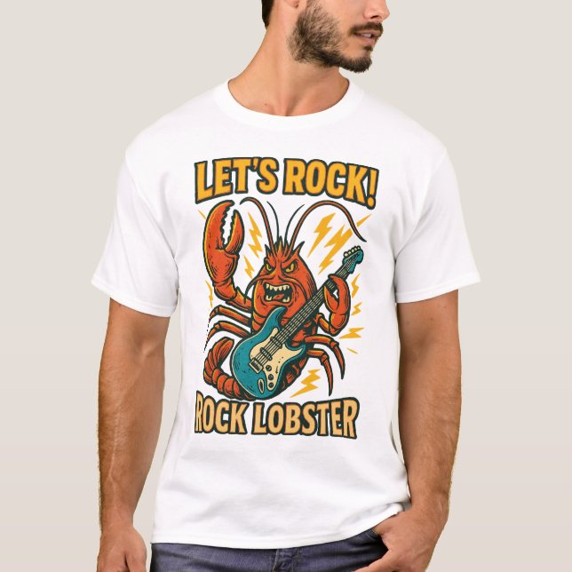 Rock Lobster Guitar Cartoon Design T-Shirt (Vorderseite)