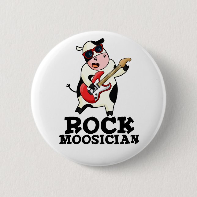Rock Moosician Funny Cow Musician Pub Button (Vorderseite)