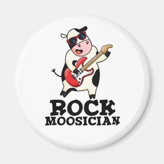Rock Moosician Funny Cow Musician Pub Magnet (Vorne)