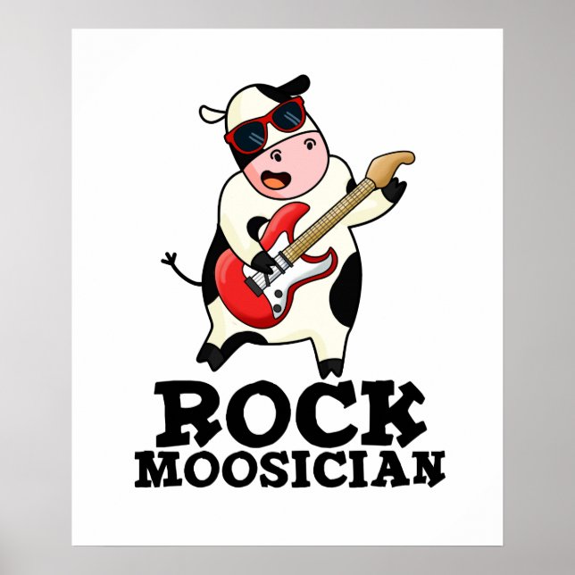 Rock Moosician Funny Cow Musician Pub Poster (Vorne)