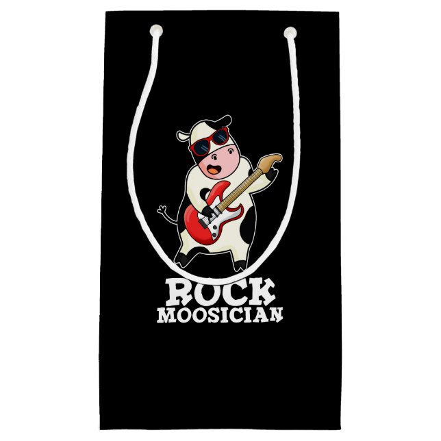 Rock Moosician Funny Cow Musiker Puck Dark BG Kleine Geschenktüte (Vorderseite)