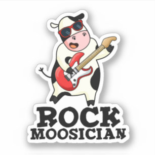 Rock Moosician Niedlich Kuh Puff Aufkleber