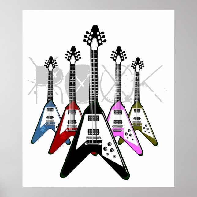 Rock Multi Color Gitarren Poster (Vorne)
