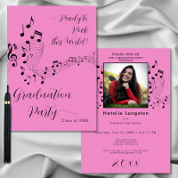 Rock Music Black & Pink Foto Graduation Party