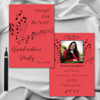 Rock Music Black & Red Foto Graduation Party