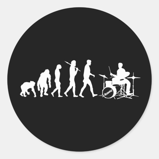 Rock Music Drummer und Jazz Dubstep Drums Runder Aufkleber (Vorderseite)