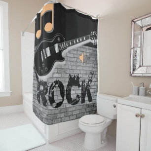 Rock Music Gitarre schwarzer Duschvorhang