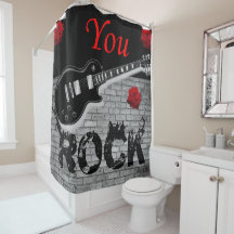 Rock Music Gitarre schwarzer Duschvorhang