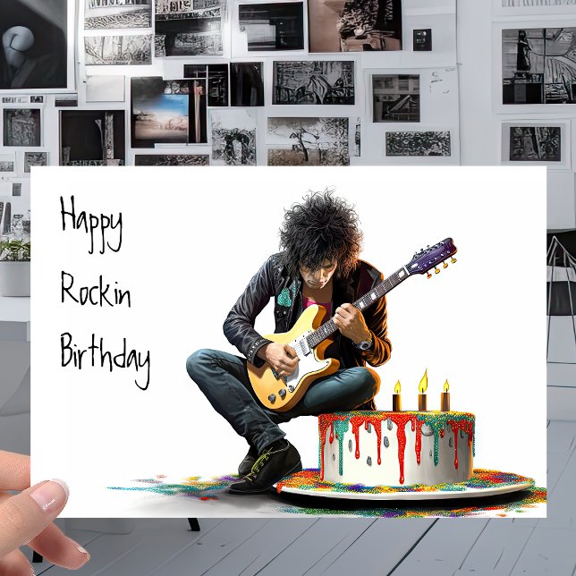 Rock Music Gitarrist - Cool Happy Rockin Birthday Karte (Von Creator hochgeladen)