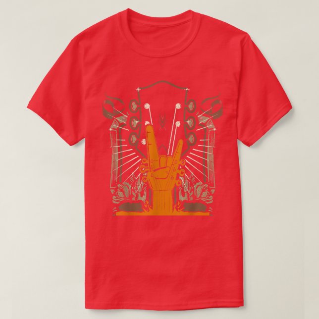 Rock Music Graphic Gitarre Grip Devil Horns Gitarr T-Shirt (Design vorne)