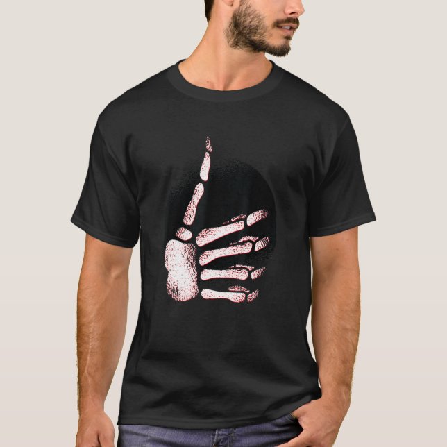 Rock Music Rocker Skeleton Hands Thumb T-Shirt (Vorderseite)