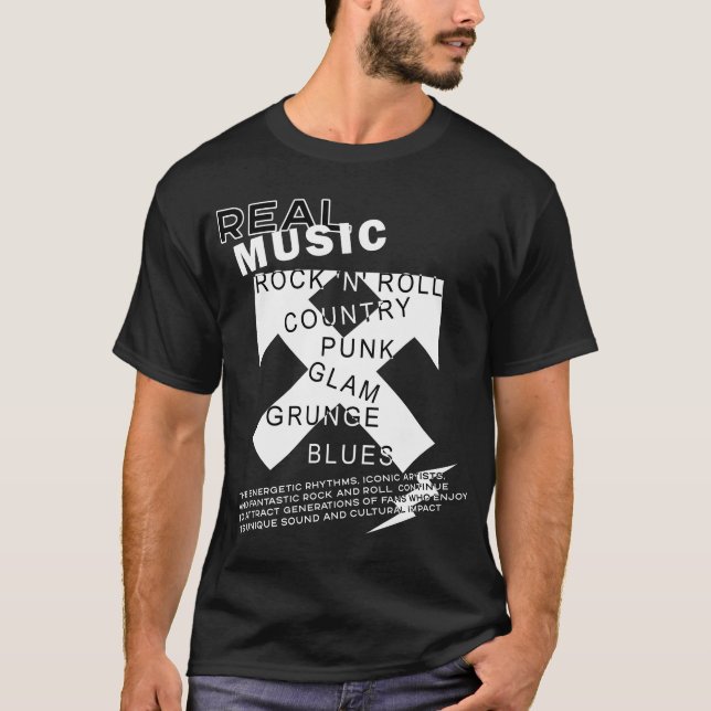 Rock Music | Schwarz/Weiß T-Shirt (Vorderseite)