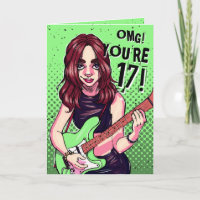 Rock Music Teen Girl Green Gitarre 17. Geburtstag