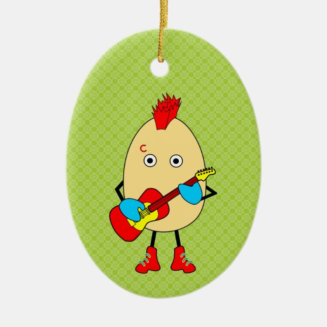 Rock Musician Egghead Keramik Ornament (Vorne)