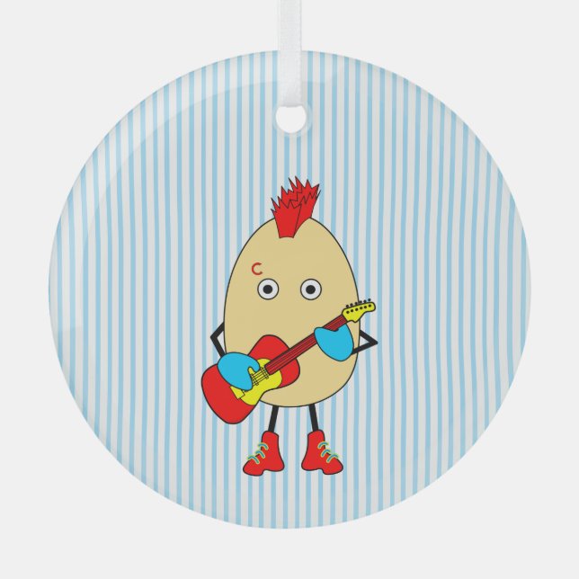 Rock Musician Egghead Ornament Aus Glas (Vorderseite)
