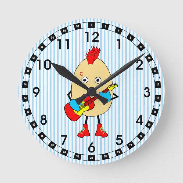 Rock Musician Egghead Runde Wanduhr (Vorderseite)