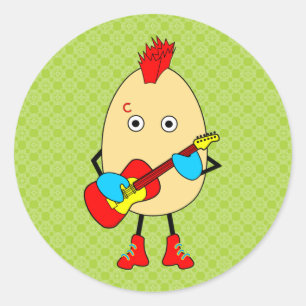 Rock Musician Egghead Runder Aufkleber