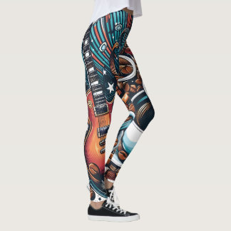 Rock-Musik-Gitarren-Leggings – Farbige elektrische Leggings