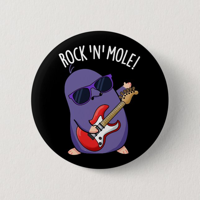 Rock N Mole Funny Animal Pub Dark BG Button (Vorderseite)
