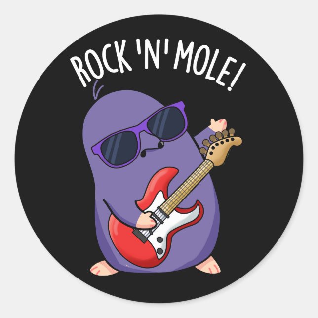 Rock N Mole Funny Animal Pub Dark BG Runder Aufkleber (Vorderseite)