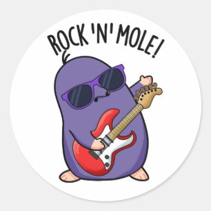 Rock N Mole Funny Animal Pub Runder Aufkleber