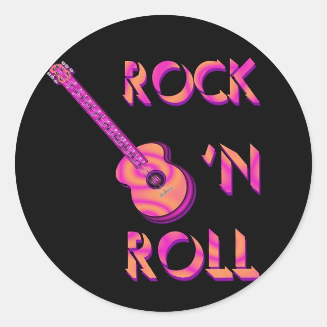 Rock 'n Roll Acoustic Gitarre Sticker (Vorderseite)
