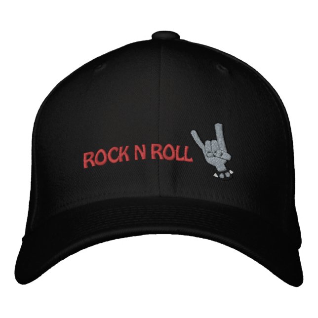 ROCK N ROLL bestickte Mütze Baseballkappe (Vorderseite)