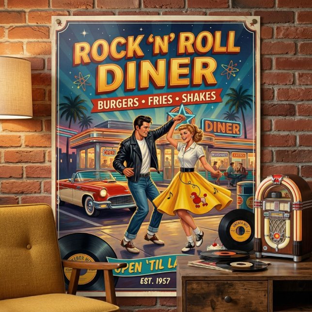 Rock 'n' Roll Diner 1950er Jahre Vintage Poster (Von Creator hochgeladen)