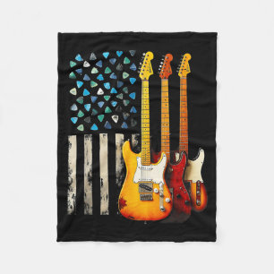 Rock N Roll E-Gitarre Retro USA Amerikanische Flag Fleecedecke