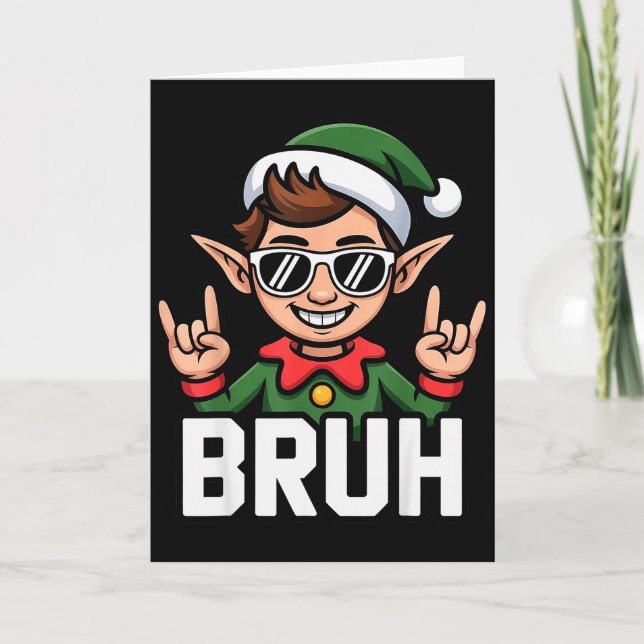 Rock N Roll Elf Bruh Funny Saying Meme Boys Men Ch Karte (Vorderseite)