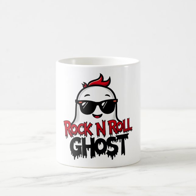 Rock N Roll Geist Tasse, Lustiges Halloween Grafik Kaffeetasse (Mittel)