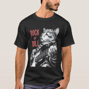 Rock N Roll Gitarrenkatze Retro Gitarrist Katze Vi T-Shirt
