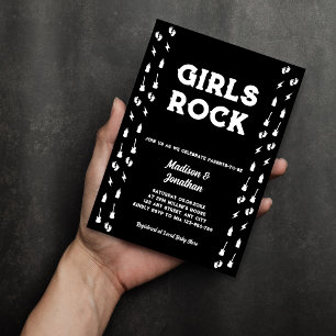 Rock N Roll Gitarrenmusik Edgy Mädchen Baby Shower Einladung