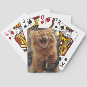 Rock N Roll Ingwer Gitarre Katze Rockstar Spielkarten