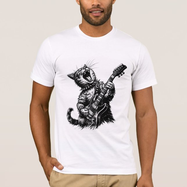 Rock n Roll Katze  T-Shirt (Vorderseite)