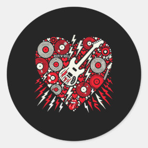 Rock N Roll Musik Herz Valentinstag Rock Musik Fra Runder Aufkleber