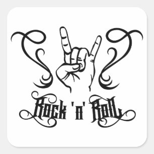 Rock 'n' Roll Musik-Symbol Quadratischer Aufkleber