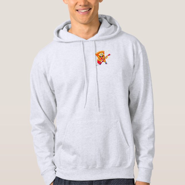 **Rock ’n’ Roll Pizza – Funny Guitar-Playing Slice Hoodie (Vorderseite)